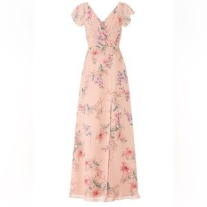 Monique Lhuillier Blush Pink Floral Maxi Dress